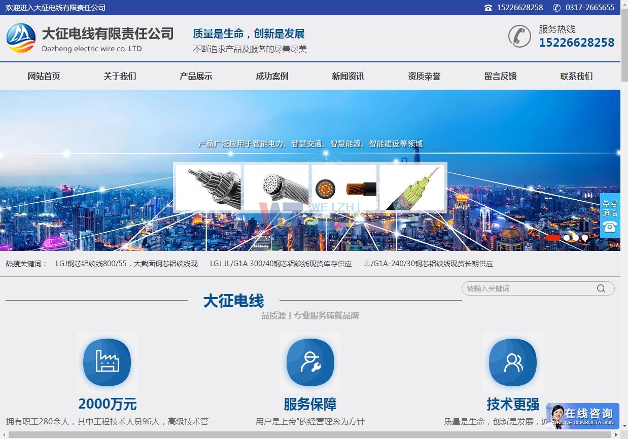 大征電線網(wǎng)站制作效果 大征電線網(wǎng)站制作效果